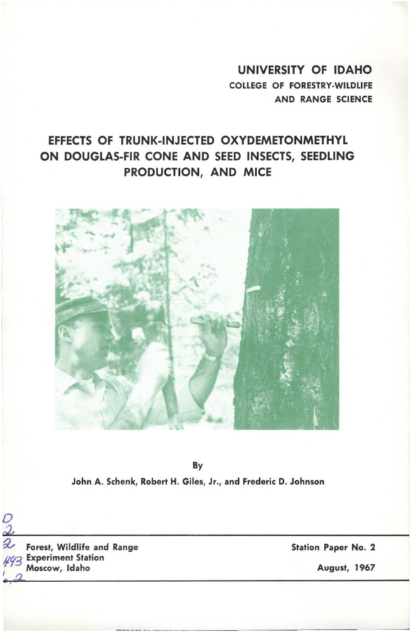This paper describes a study injecting oxydemetonmethyl into Douglas firs to determine its feasibility as an insecticide.