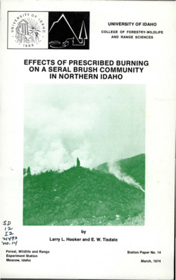 This paper examines a study that sought to determine the effects of spring burning on both the shrubs and herbaceous understory of seral brush communities and the physical and chemical properties of soils.