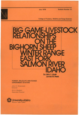 The bulletin presents a historical record, description of habitat, and outline of winter range use patterns and relationships of bighorn sheep to mule deer and livestock for the East Fork Salmon River.