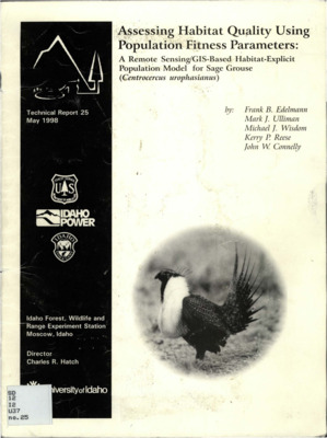 The report describes a Habitat-Explicit Population Model developed to assess habitat quality for sage grouse at the landscape scale using a Geographic Information System (GIS).