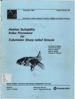 Columbian sharp-tailed grouse (Tympanuchus phasianellus columbianus) occupy &lt;10 percent of their historic range.  Because of recent increases in some sharp-tailed grouse populations, improved range condition, and the Conservation Reserve Program (CRP), interest in transplanting Columbian sharp-tailed grouse into historic range within the state of Idaho and surrounding Western States has increased.  Unfortunately, a habitat suitability index (HSI) to systematically evaluate and rank potential release sites for the Columbian subspecies is not available.  Therefore, after evaluating the HSI for the plans sharp-tailed grouse (T. p. jamesi), we developed an index more applicable to the Columbian subspecies.  Four areas in southeastern Idaho, All known to support viable populations of sharp-tailed grouse, were chosen to develop the procedure.  The HSI is divided into 2 components, each representing a seasonal habitat of Columbian sharp-tailed grouse.  Both winter food/cover habitat and nest/brood cover habitat were evaluated using the concept of percent equivalent optimum area.  The equivalent optimum area concept assumes that a large area of low quality can have a habitat value equivalent to a smaller area of higher quality.  Our HSI provides a systematic method to evaluate habitat quality for Columbian sharp-tailed grouse.  It can also provide values which are compatible with the U.S. Fish and Wildlife Services' Habitat Evaluation Procedure (HEP).  The HSI can also be used to determine the amount of mitigation crediting a particular site may provide and be used by biologists without considerable experience in sharp-tailed grouse biology.