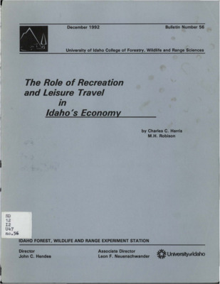 Recreation and other leisure travel spending appear to be increasingly significant contributors to Idaho's economic health.  This is especially true in particular communities and subregions in the state, such as Sandpoint, Coeur d'Alene, McCall, Sun Valley, and travel corridors such as those in southeastern Idaho that access the Yellowstone-Teton complex.  This study considers spending by recreation and leisure travelers in Idaho and the contribution of this spending to the state through economic diversification and rural economic development.  We first present the framework for our analysis, including Idaho's economic base, spatial features of the Idaho economy, and the economic role of recreation and leisure travel in Idaho.  This discussion of that role requires an understanding of the importance of both basic and service industries in Idaho's amenity economy.  That economy includes the spending by 'traditional tourists' (out-of-region visitors traveling for recreation or pleasure), convention travelers, and residents from particular Idaho regions active in leisure and recreation pursuits within those regions, as well as retirees, the independently wealthy and residents who are 'footloose,' or location-independent in their occupations.  Finally, that economy also includes interstate trade generated by amenity resources in Idaho's economy.  We then focus on our assessment of the extent to which expenditures by traditional tourists, in-region leisure travelers and convention travelers contribute to the Idaho economy, describing the results of a study conducted to collect these expenditure data and their use in three models of Idaho's regional economies.  The report concludes with a discussion of the major conclusions that can be drawn from our research.