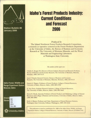 A brief report on current global conditions, current employment and production as well as future financial outlooks relating to Idaho's Wood Products Industry.  The report includes several illustrative graphs.