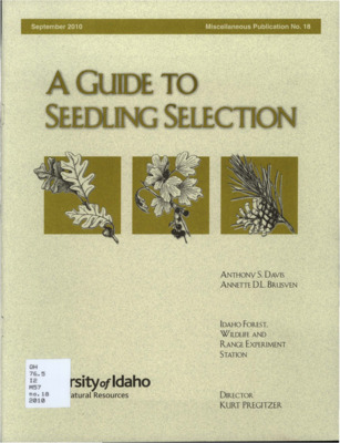 This issue of 'A Guide to Seedling Selection' includes useful information concerning financial programs meant to help potential tree growers start up new operations.  The guide also provides insight into various tree grower issues including weeds and animal damage.  At the end of the publication are descriptions of various ground cover types, shrubs, deciduous and coniferous trees, special packages as well as books, journals, and publications of tree growing concern.