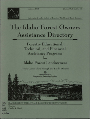 Forestry educational and assistance programs are available to Idaho Landowners from a variety of sources.  This publication is meant to help readers understand where the assistance they may need can be obtained.