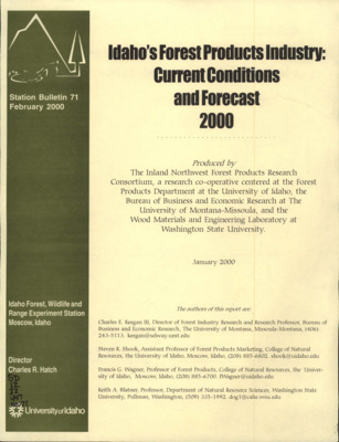 A brief report on current global conditions, current employment and production as well as future financial outlooks relating to Idaho's Wood Products Industry.  The report includes several illustrative graphs.