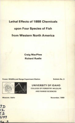 The bulletin describes the results of a pesticide screening program.  It denotes the relative toxicity of 1,888 different chemicals lethal to four species of freshwater fish: northern squawfish, steelhead, Chinook salmon, and Coho salmon.