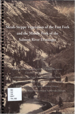 Authors describe nineteen shrub-steppe communities in the Middle Fork and East Fork of the Salmon River, Idaho.  Bluebunch wheatgrass (Pseudoroegneria spicata) and Idaho fescue (Festuca idahoensis) occur as dominants or major subdominants throughout the region.  Big sagebrush (Artemesia tridentata), threetip sagebrush (A. tripartita), and low sagebrush (A.arbuscula) are dominants, especially in the East Fork and southern Middle Fork.  Antelope bitterbrush (Purshia tridentata) communities exist throughout the region but are most abundant along the Middle Fork, where the species also occurs as a dominant in the understory of ponderosa pine (Pinus ponderosa) and Douglas fir (Pseudotsuga menziesii) stands on drier sites.  Cliffy areas in all regions have curlleaf mountain mahogany (Cercocarpus ledifolius) and little greenbush (Glossopetalon nevadense) stands, reflecting the specialized habitats on which these communities occur.  Shadscale saltbush (Atriplex confertifolia) communities occupy the driest sites in the lower East Fork.  Common snowberry (Symphoricarpos albus), antelope bitterbrush, big sagebrush, threetip sagebrush, Idaho fescue, bluebunch wheatgrass, and needle-and-thread (Hesperostipa comata) are well represented in the plant communities.  Bluebunch wheatgrass or Idaho fescue or both dominate grassland communities.  Needle-and-thread dominates on some xeric, sandy sites.  The presence of ponderosa pine or Douglas fir in shrub communities suggests these are successional stages of conifer-dominated community types.  At least six conifer communities are represented in ten stands dominated by common snowberry, in thirteen dominated by ninebark (Physocarpus malvaceus), five dominated by Idaho fescue, and three dominated by mountain big sagebrush (Artemisia tridentata ssp. vaseyana).  Seven sites exclosed between 1915 and 1950 provide evidence of reduction in shrubs and expansion of grassland and herbaceous portions of these communities in the Middle Fork.  A record of a stand photographed in 1925, 1968, and 1988 appears to corroborate these findings.  Changes in species composition of these communities are attributed to changes in species of herbivores, including livestock, mule deer, and elk; to alterations in the natural fire regime; and to weather patterns that affected woody and herbaceous plants differently over the period.  The major fire of 2000 in the Middle Fork drainage appears to have increased cheatgrass (Bromus tectorum) at least temporarily, and to have reduced nonresprouting shrubs including big sagebrush, curlleaf mountain mahogany, and antelope bitterbrush.  Subsequent establishment of new plants from seeds has occurred on sites burned in the most recent fires.  Productivity of bluebunch wheatgrass was reduced for one year following the 2000 fire.