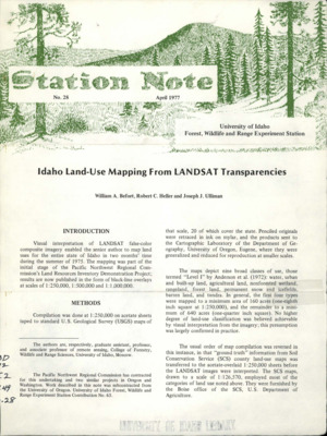 Idaho Land-Use Mapping From LANDSAT Transparencies