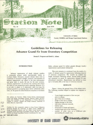 The note provides the results of a study of advance grand fir regeneration following removal of overstory competition.
