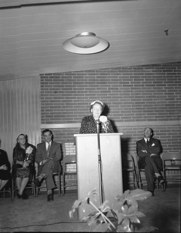 Marguerite Campbell, President of New Meadows and on the Board of Regents, speaking at an event.