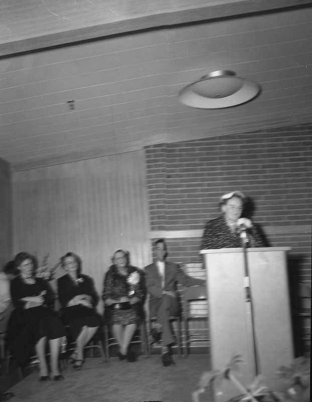 Marguerite Campbell, President of New Meadows and on the Board of Regents, speaking at an event.
