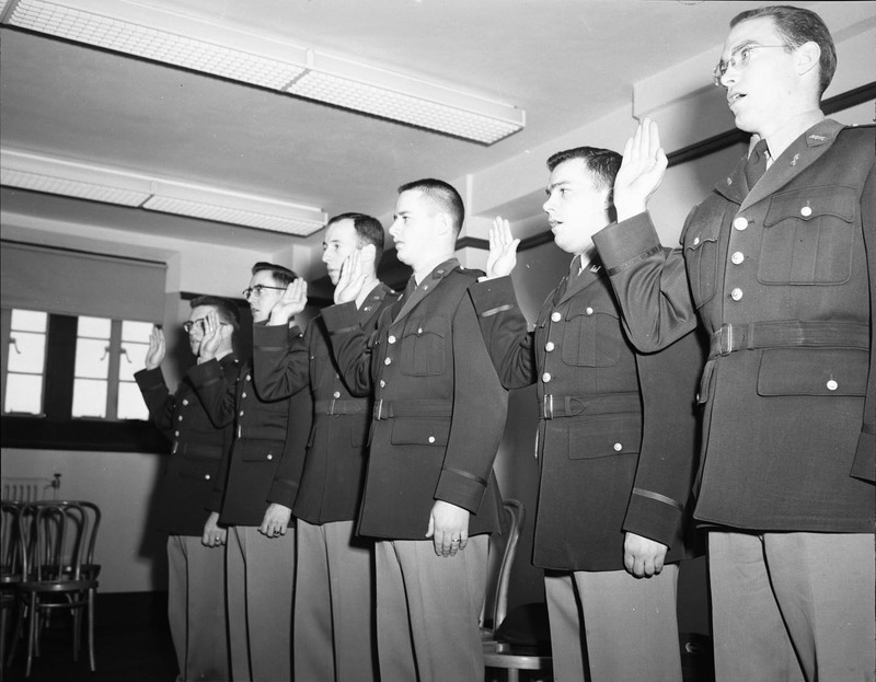 Air Force ROTC members being sworn in.