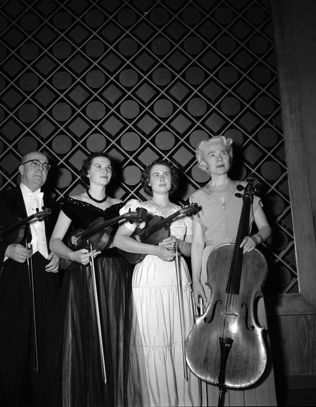 University of Idaho string quartet Carl Claus, Leora Patterson, Joyce Hooker, and Miriam Little.