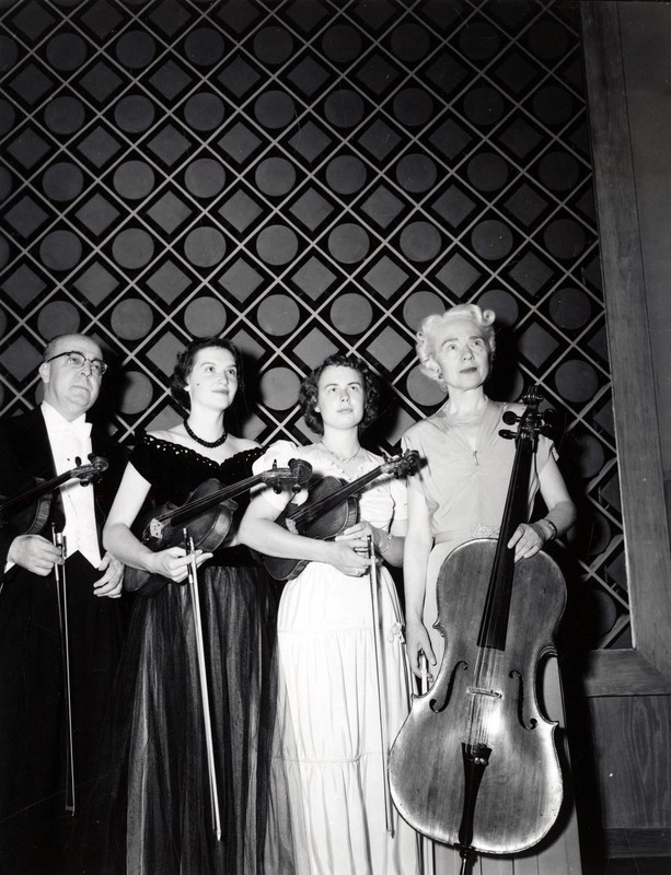 University of Idaho string quartet Carl Claus, Leora Patterson, Joyce Hooker, and Miriam Little.