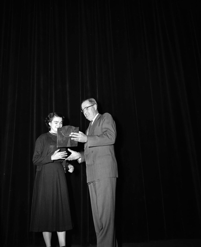 University of Idaho president J.E. Buchanan handing out awards.