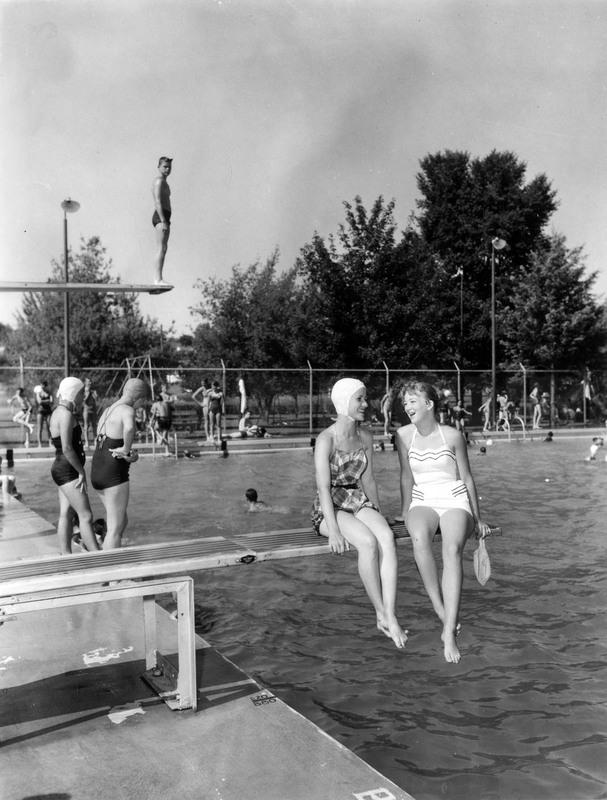 Students at the pool for swimming class.
