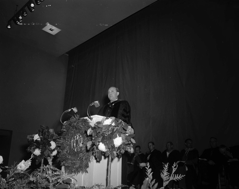 Ernest A. Gross, diplomat and head of the U.S. United Nations delegation, speaking at University of Idaho's Commencement.