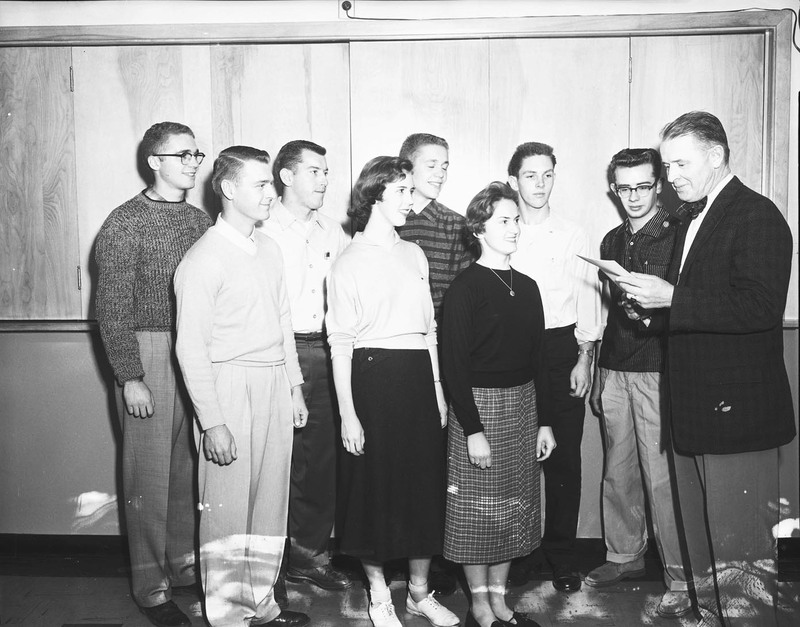 Jim Lyle (far right) stands with eight cousins who are all attending the University of Idaho.