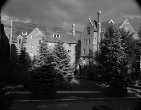 A photograph of Hays Hall, a five story brick and concrete building, built in 1926 as a women's dormitory.