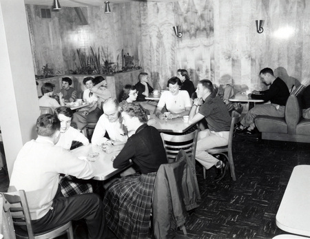 Students dining in the Student Union Building.