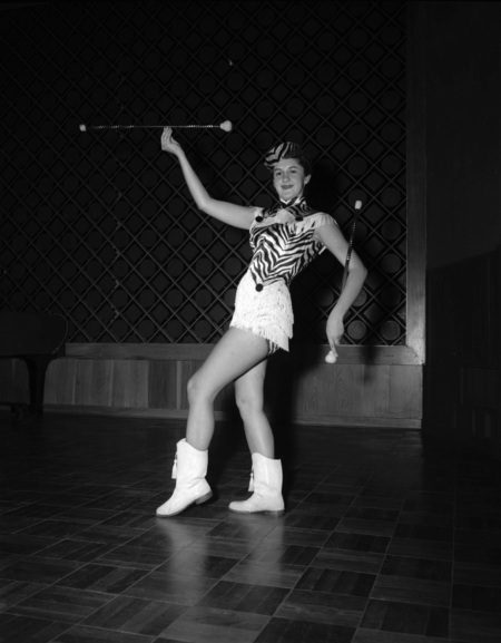 The University of Idaho majorettes dancing.