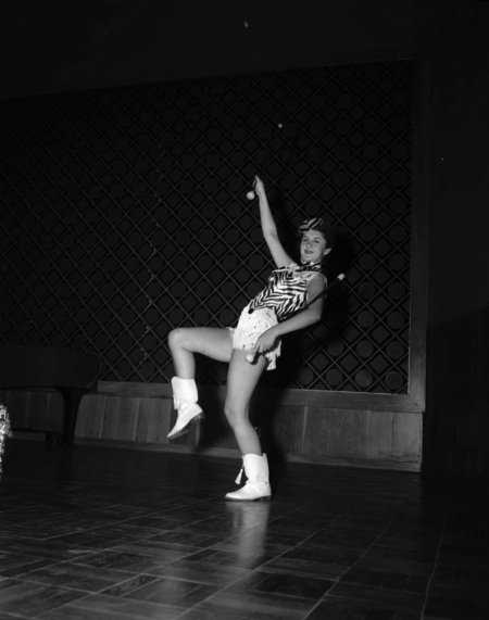 The University of Idaho majorette dancing.