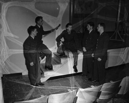 A photograph of a group of Air Force ROTC members socializing.