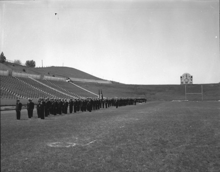ROTC members in line for Spring Inspection.