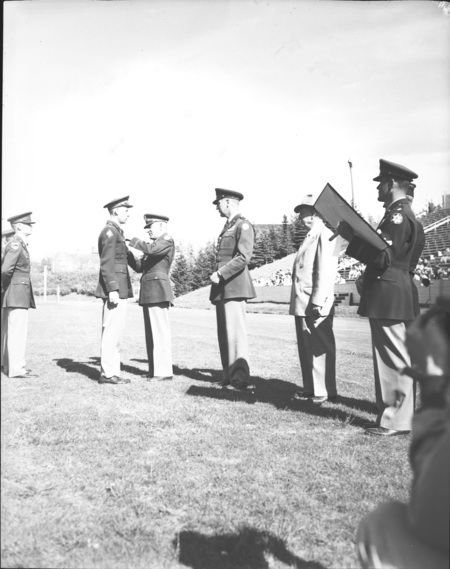 ROTC members receiving awards.