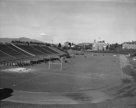 ROTC members in line for Spring Inspection.