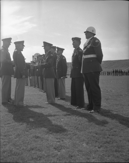 ROTC members in line for Spring Inspection.