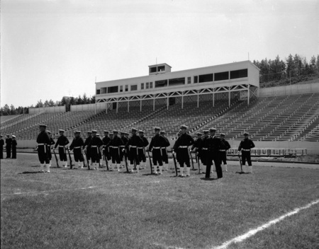 ROTC members in line for Spring Inspection.