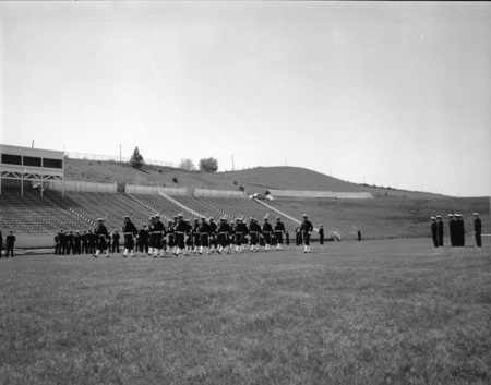 ROTC members in line for Spring Inspection.