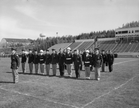 ROTC members in line for Spring Inspection.