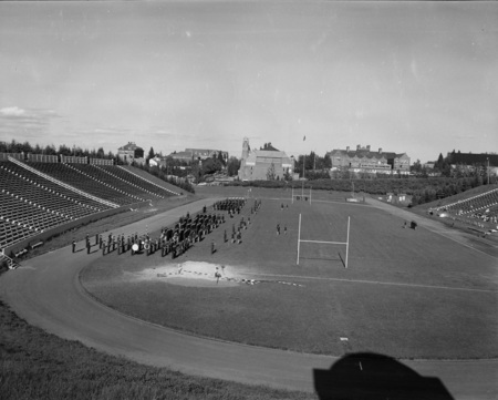 ROTC members in line for Spring Inspection.