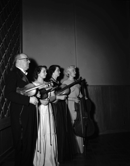 University of Idaho string quartet Carl Claus, Leora Patterson, Joyce Hooker, and Miriam Little.