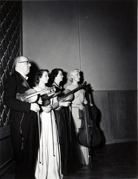 University of Idaho string quartet Carl Claus, Leora Patterson, Joyce Hooker, and Miriam Little.