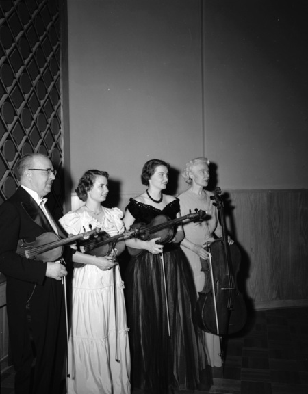 University of Idaho string quartet Carl Claus, Leora Patterson, Joyce Hooker, and Miriam Little.