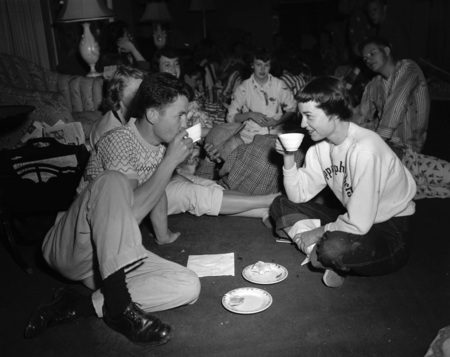 Students gather for the panty raid benefit auction.