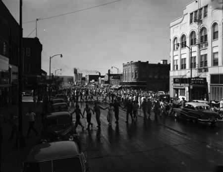 Students have a panty raid parade in downtown Moscow.