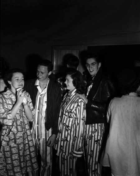 Students gather for the panty raid benefit auction.