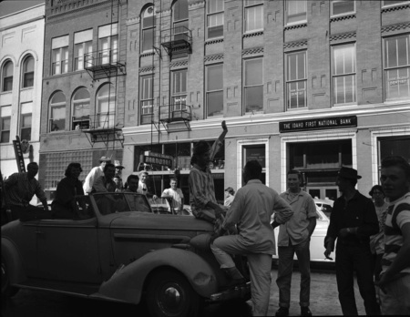 Students have a panty raid parade in downtown Moscow.