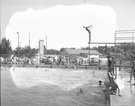 Students at the pool for swimming class.