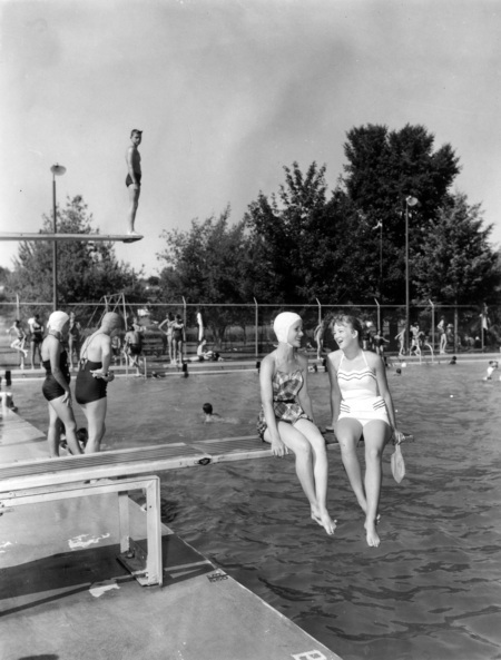 Students at the pool for swimming class.