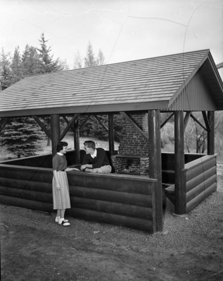 Students at a picnic area.