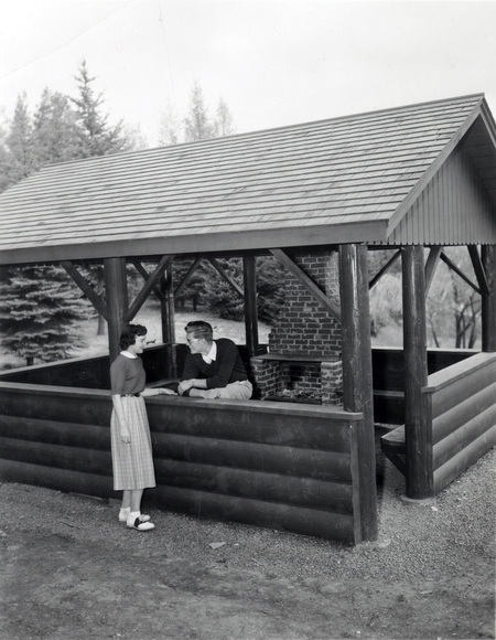 Students at a picnic area.