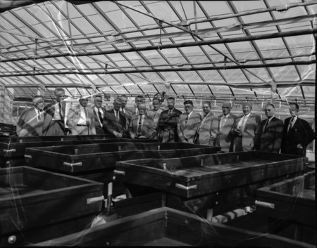 The College of Agriculture consulting council inspection of the new greenhouses.