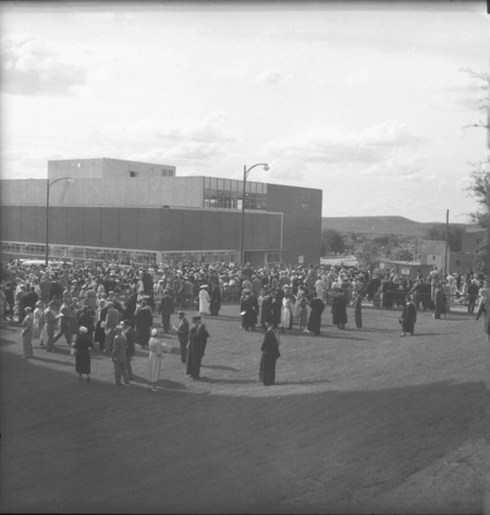 Seniors with their families on Commencement Day.