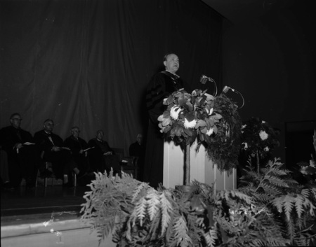 Ernest A. Gross, diplomat and head of the U.S. United Nations delegation, speaking at University of Idaho's Commencement.